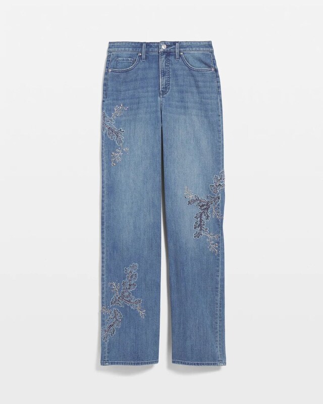 Embellished High Rise Wide Leg Jeans - image 5